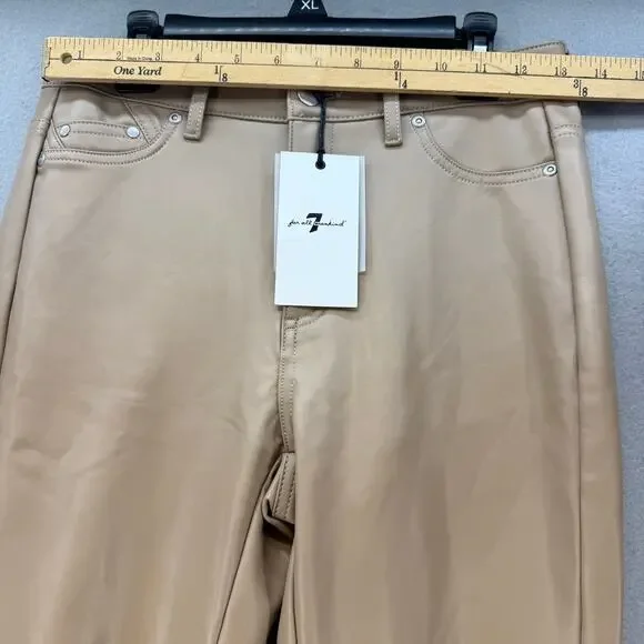 7 For All Mankind Pants Women's XS Tan Faux Leather Preppy Business Casual NWT - Picture 10 of 15